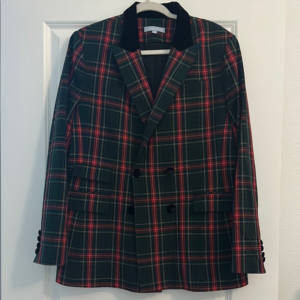 Plaid Double-Breasted Blazer